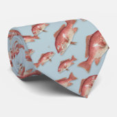 Rode Snapper Zoutwater Vis Patroon Stropdas (Opgerold)