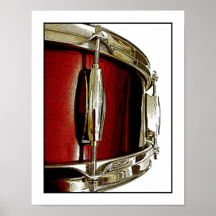 Rode Snare Drum Print Drummer Muzikant Poster