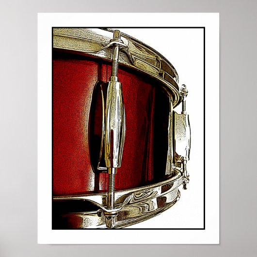 Rode Snare Drum Print Drummer Muzikant Poster (Voorkant)