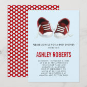 Rode Sneakers Baby shower Uitnodiging Genderneutra (Voorkant / Achterkant)