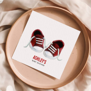 Rode Sneakers Baby showers servetten, genderneutra Servet