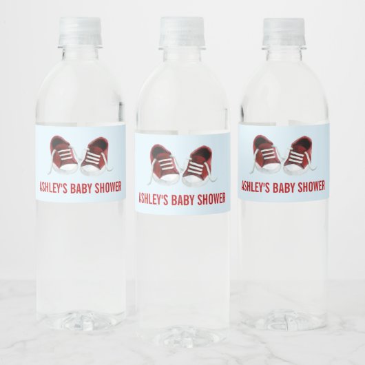 Rode Sneakers Baby showers waterflesetiketten Waterfles Etiket (Flessen)