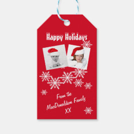 Rode sneeuw Instagram foto sjabloon Xmas vakantie Cadeaulabel