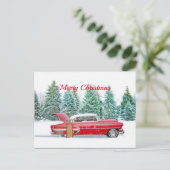 rode sneeuw met kerstmis briefkaart (Staand voorkant)