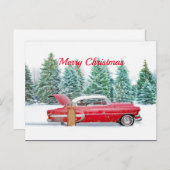 rode sneeuw met kerstmis briefkaart (Voorkant / Achterkant)