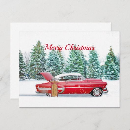  rode sneeuw met kerstmis briefkaart (Voorkant / Achterkant)