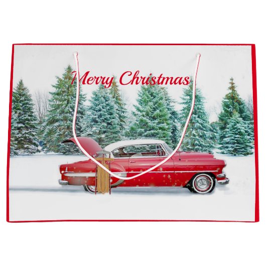 rode sneeuw met kerstmis groot cadeauzakje (Voorkant)