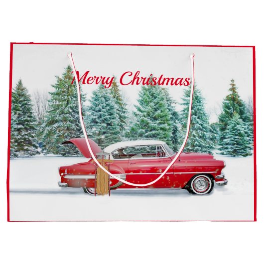 rode sneeuw met kerstmis groot cadeauzakje (Achterkant)