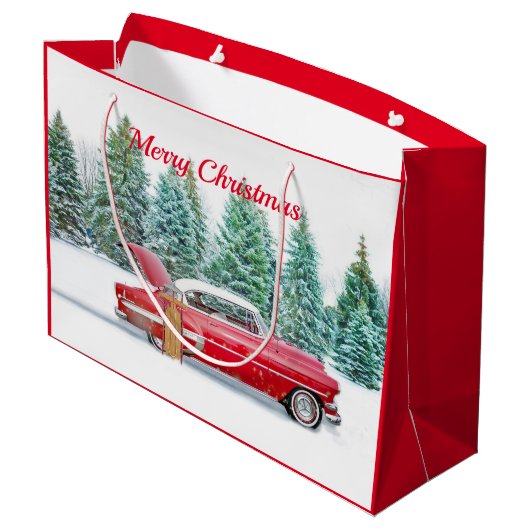 rode sneeuw met kerstmis groot cadeauzakje (Achterkant Gekanteld)