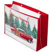 rode sneeuw met kerstmis groot cadeauzakje (Voorkant Gekanteld)