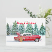  rode sneeuw met kerstmis kaart (Staand voorkant)