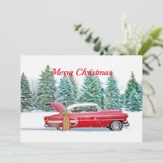  rode sneeuw met kerstmis kaart (Staand voorkant)