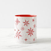 Rode sneeuw op witte canvas mok (Center)