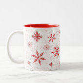 Rode sneeuw op witte canvas mok (Links)