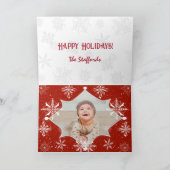 Rode sneeuw op witte canvas ontwerp kerst Kaart (Binnen)