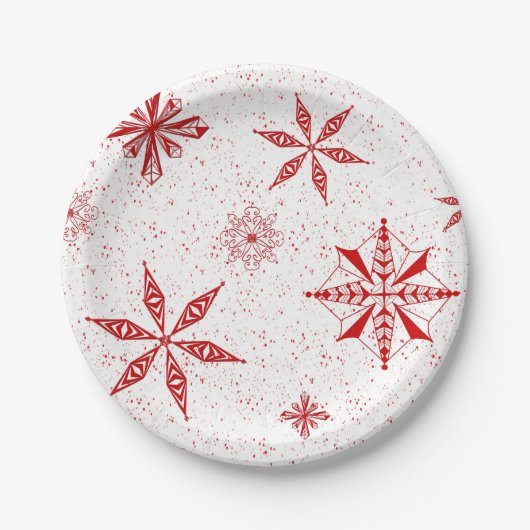 Rode Sneeuw op Witte Canvas Papieren Bordje (Voorkant)