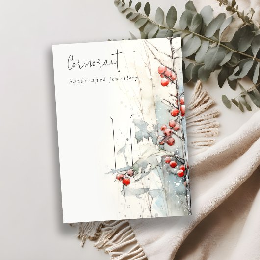 Rode sneeuw winter bessen haarspeld display houder visitekaartje