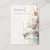 Rode sneeuw winter bessen haarspeld display houder visitekaartje (Voorkant)