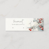 Rode sneeuw winter bessen hoepels lus stud houder mini visitekaartje (Voorkant)