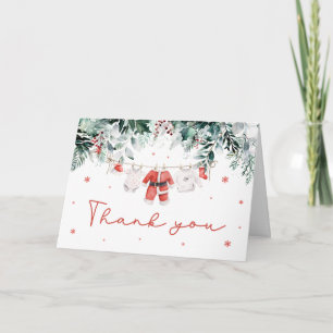 Rode Sneeuw Winter Kerst Baby Kleren Baby Shower Bedankkaart