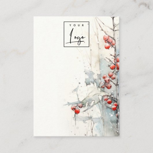 Rode sneeuw winterbessen Logo Blank sieradenhouder Visitekaartje (Voorkant)