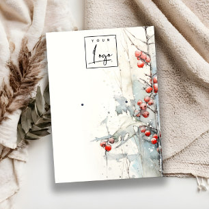 Rode sneeuw winterbessen Logo oorbel Stud Holder Visitekaartje