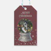 Rode sneeuwbol sneeuwvlok foto cadeaulabel (Voorkant)