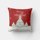 Rode Sneeuwige Kerstboom Worp Kussen (Voorkant)