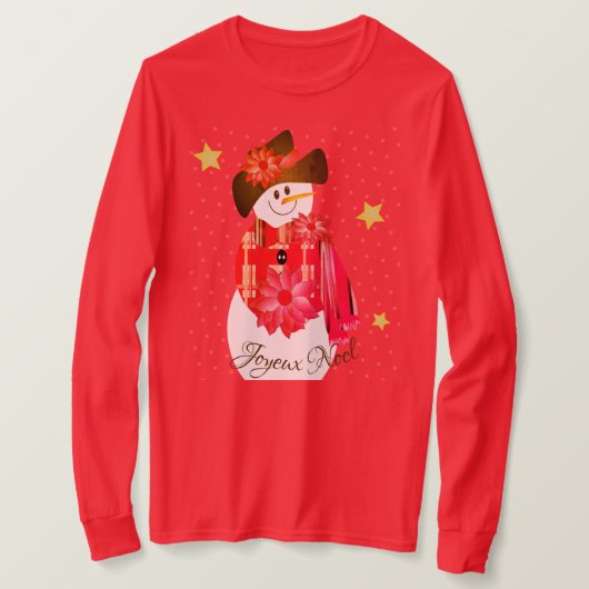 Rode Sneeuwman Schattig T-shirt (Design voorkant)