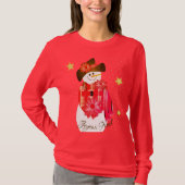 Rode Sneeuwman Schattig T-shirt (Voorkant)