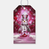 Rode Sneeuwman Sneeuwvlokken Kerst Cadeau Label Cadeaulabel (Achterkant)