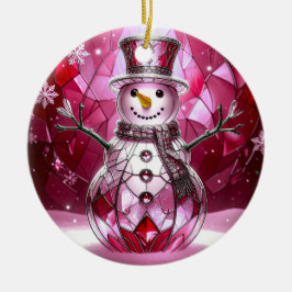 Rode Sneeuwman Sneeuwvlokken Kerst Ornament