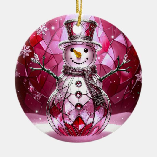 Rode Sneeuwman Sneeuwvlokken Kerst Ornament (Voorkant)