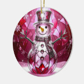 Rode Sneeuwman Sneeuwvlokken Kerst Ornament (Links)
