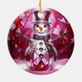 Rode Sneeuwman Sneeuwvlokken Kerst Ornament (Achterkant)