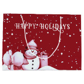 Rode Sneeuwman Snowy Kerstmis Vakantie Geschenk Ta Groot Cadeauzakje (Achterkant)