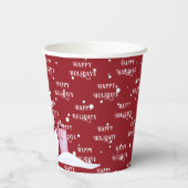 Rode Sneeuwman Snowy Kerstvakantie Papieren Bekers (Achterkant)