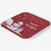 Rode Sneeuwman Snowy Kerstvakantie Papieren Bordje (Gebogen)