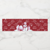 Rode Sneeuwman Snowy Kerstvakantie Waterfles Etiket (Enkel label)