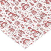 Rode Sneeuwman Toile Winter Patroon Medium Tafelloper (Hoek)