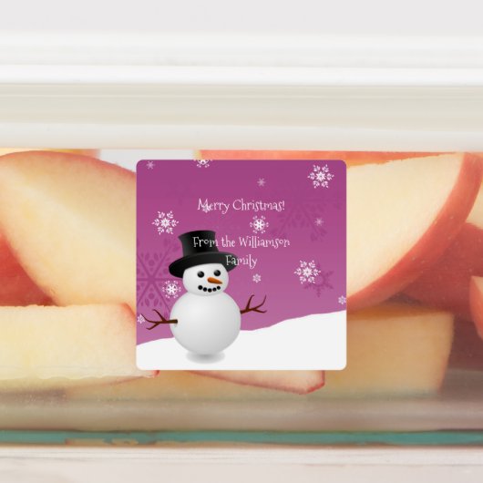 Rode Sneeuwman Winter Scene Kerst Baklabel Labels (Aangebracht)