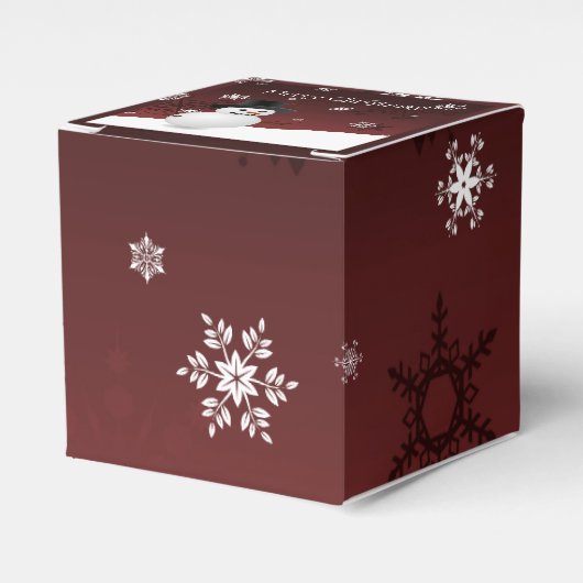 Rode sneeuwpopperenkast voor kerstmis bedankdoosjes (Voorkant Zijde)