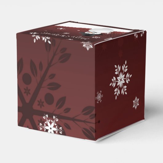 Rode sneeuwpopperenkast voor kerstmis bedankdoosjes (Achterkant)