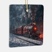 rode sneeuwtrein keramisch ornament (Rechts)