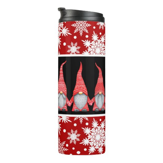 Rode Sneeuwvlok Caroling Gnomes Thermosbeker (Geroteerd rechts)