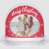 Rode Sneeuwvlok Familie Fotocollage Vrolijk Kerstf Sneeuwbol (Voorkant)