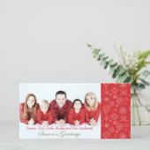 Rode Sneeuwvlok Foto Kerstmis Kaart (Staand voorkant)