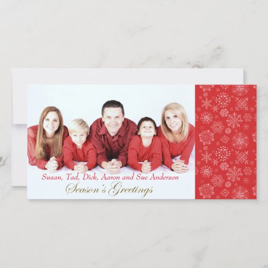 Rode Sneeuwvlok Foto Kerstmis Kaart (Voorkant)