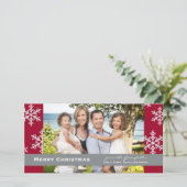 Rode sneeuwvlok Fotokaart Feestdagenkaart (Staand voorkant)