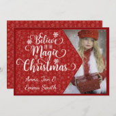 Rode Sneeuwvlok Geloof Foto Kerst Kaart (Voorkant / Achterkant)
